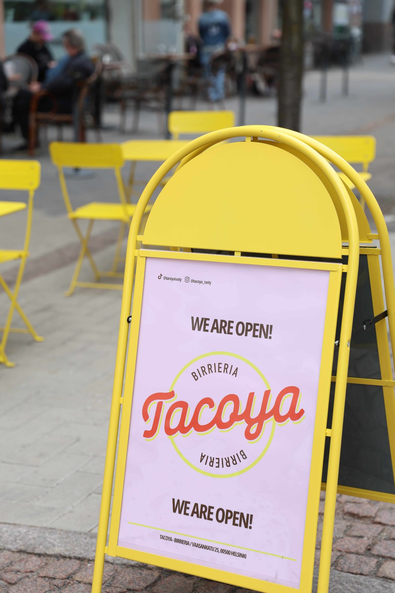 Yellow chairs, sunny terrace
